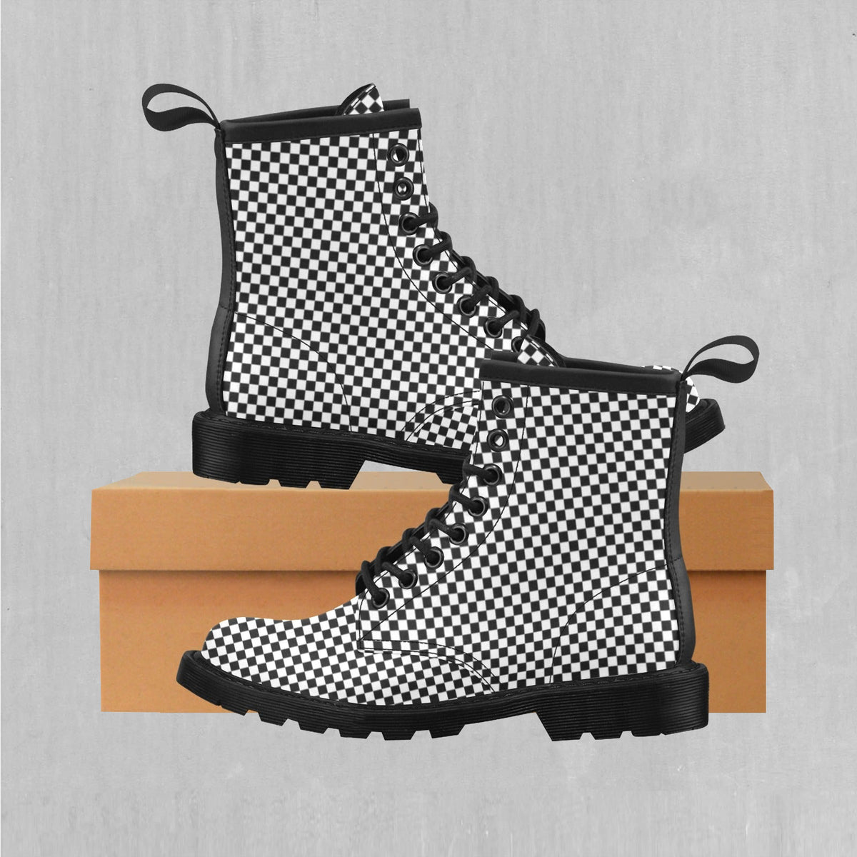 Checkerboard Women's Lace Up Boots