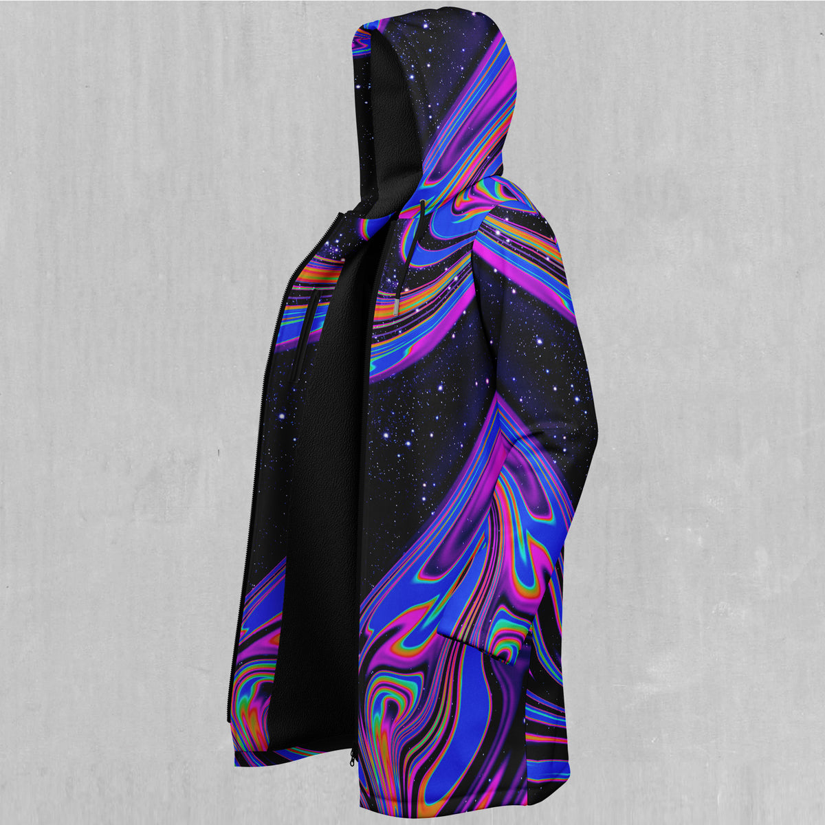 Chromatic Cosmos Zip Up Cloak (Black Fur)