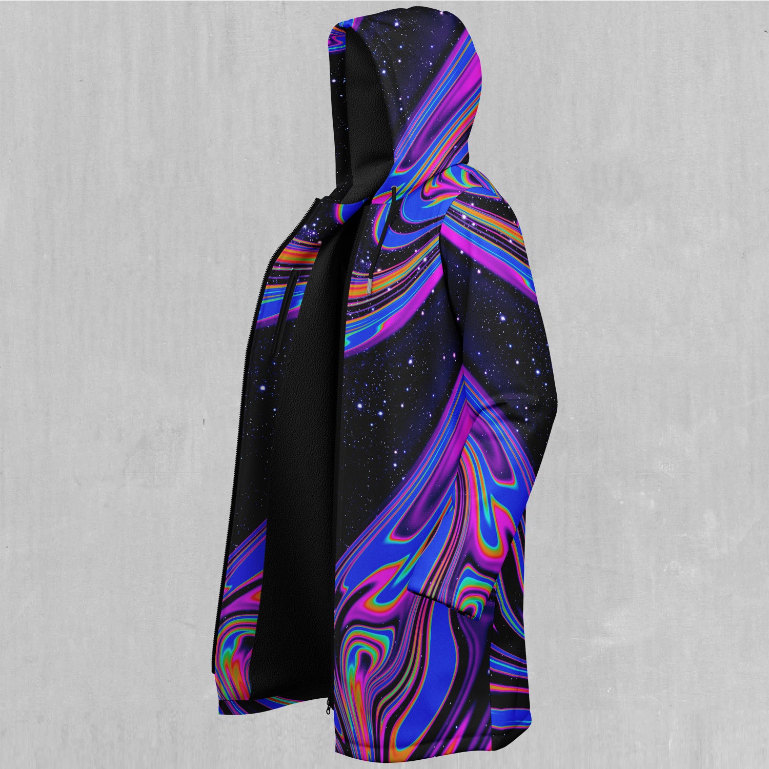 Chromatic Cosmos Zip Up Cloak (Black Fur)