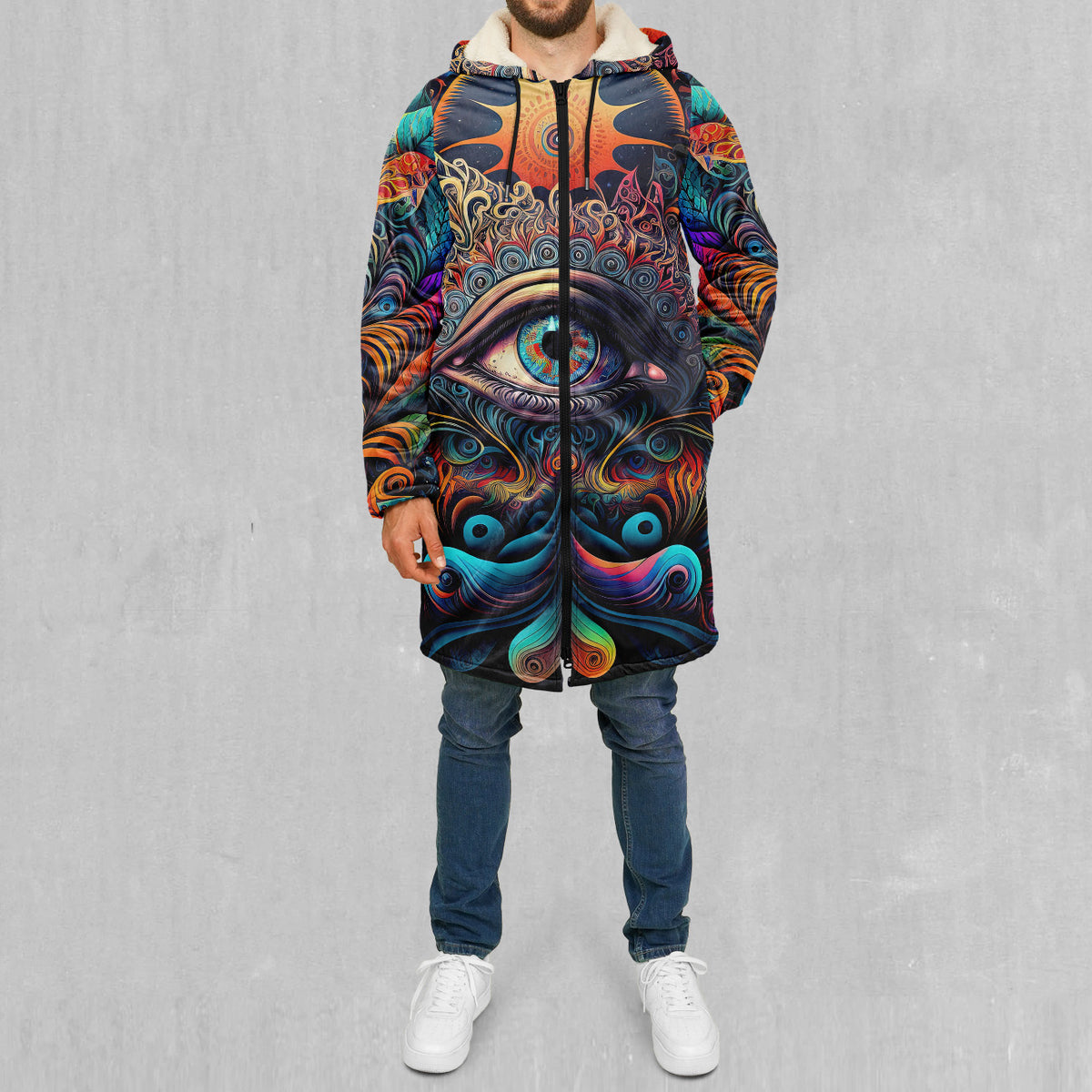 Cosmic Eye Zip Up Cloak (White Fur)