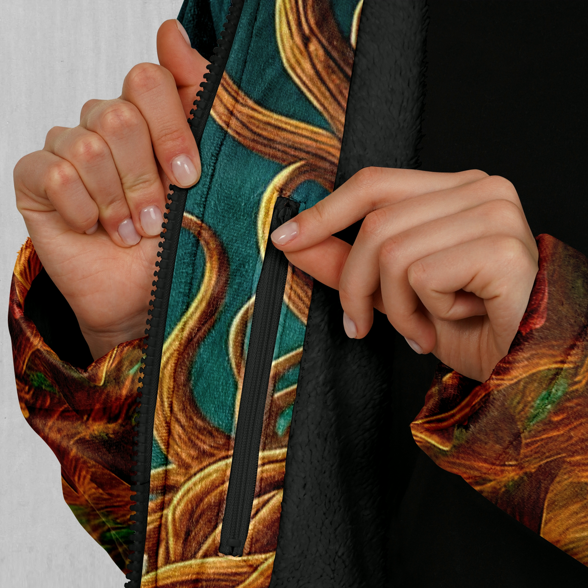 Cosmic Mirage Zip Up Cloak (Black Fur)