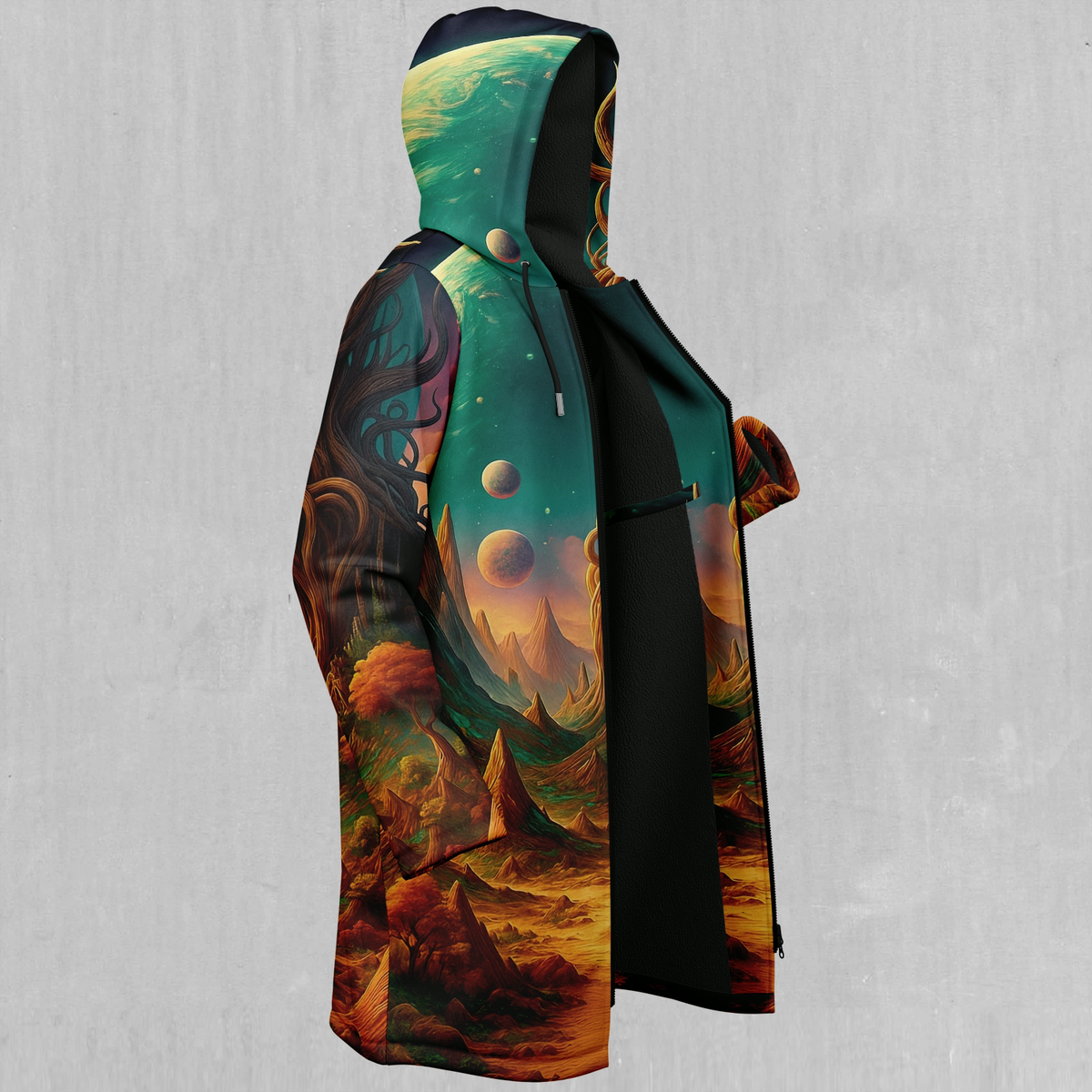 Cosmic Mirage Zip Up Cloak (Black Fur)