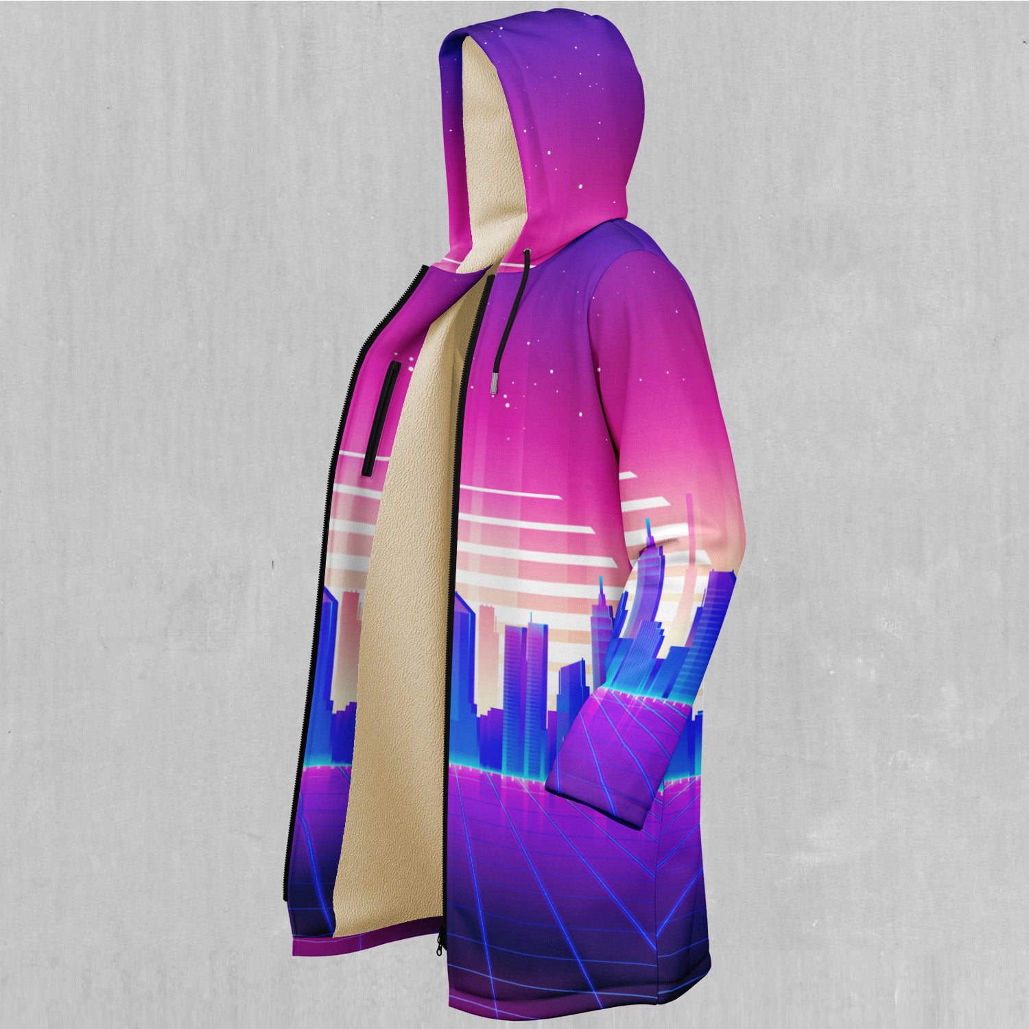 Cyber City Zip Up Cloak (White Fur)