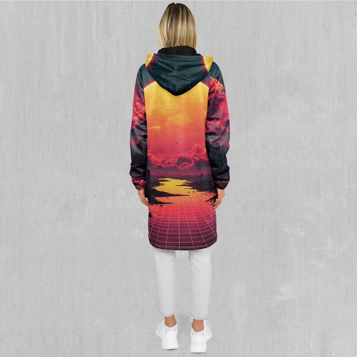 Cyber Skyline Zip Up Cloak (Black Fur)