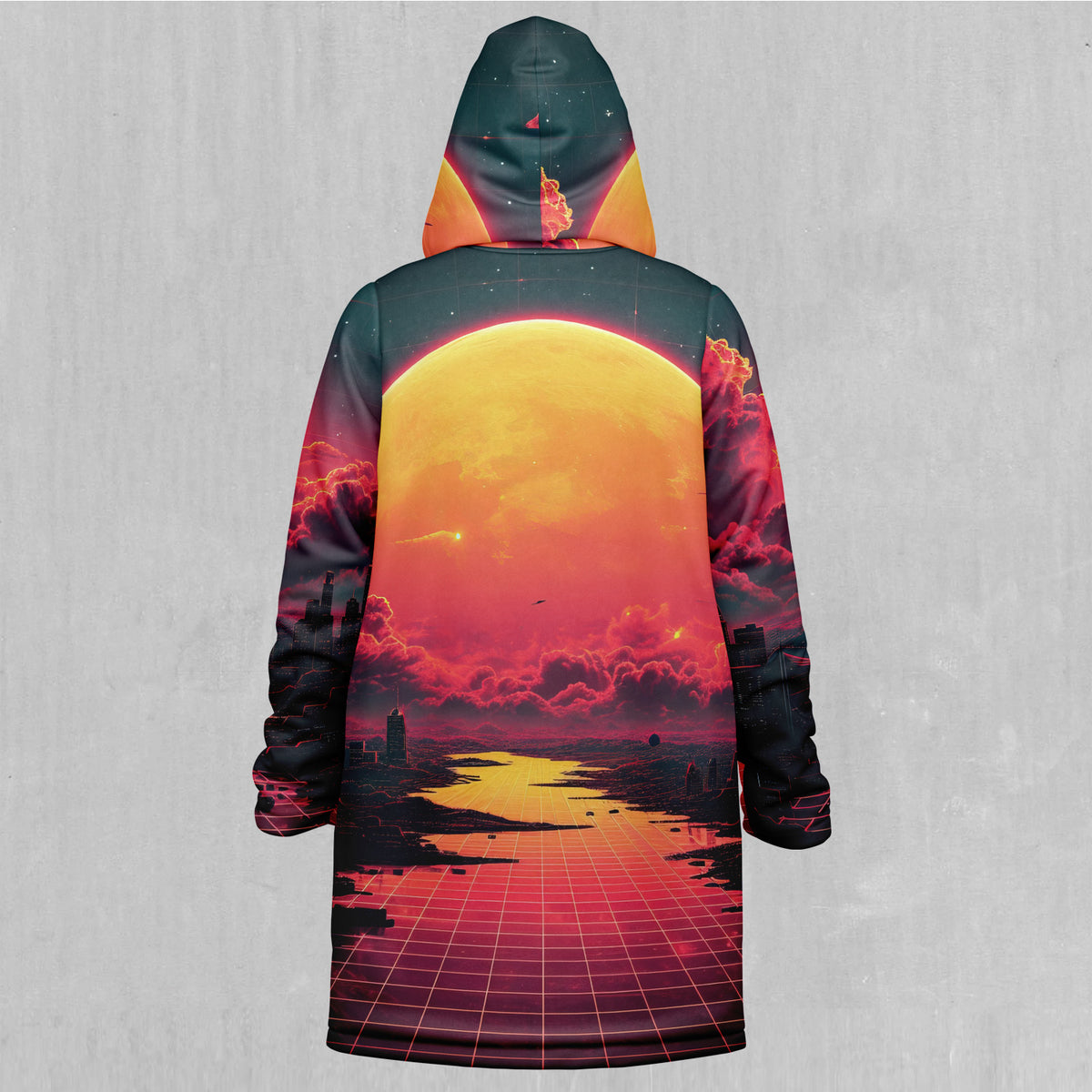 Cyber Skyline Zip Up Cloak (Black Fur)