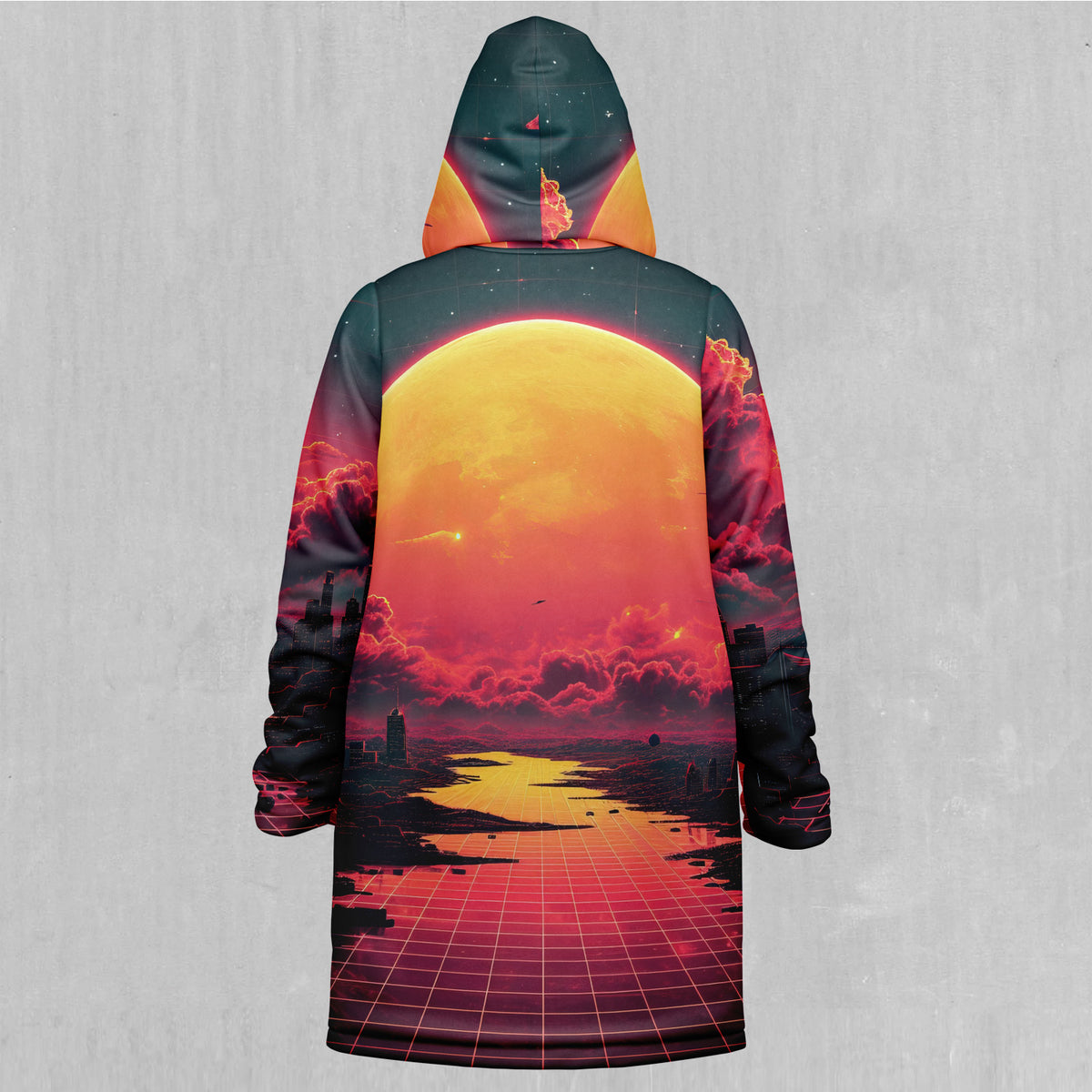 Cyber Skyline Zip Up Cloak (White Fur)