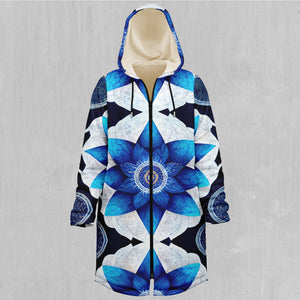 Delphinium Mandala Zip Up Cloak (White Fur)