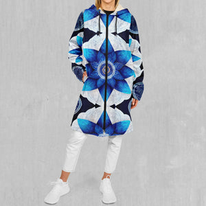 Delphinium Mandala Zip Up Cloak (White Fur)