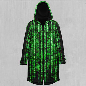 Digital Rain Zip Up Cloak (Black Fur)