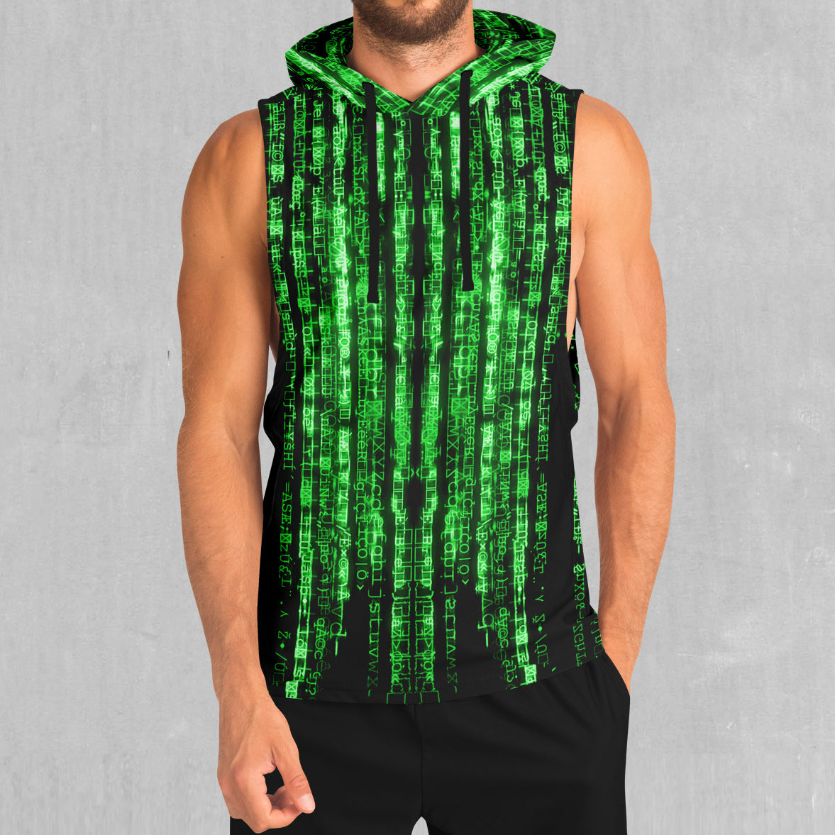 Digital Rain Sleeveless Hoodie