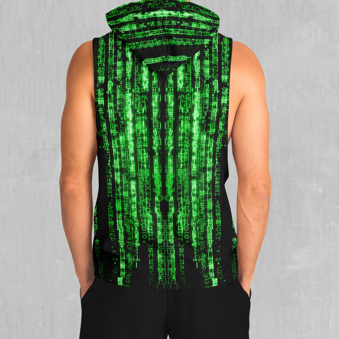Digital Rain Sleeveless Hoodie