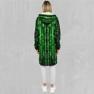 Digital Rain Zip Up Cloak (White Fur)