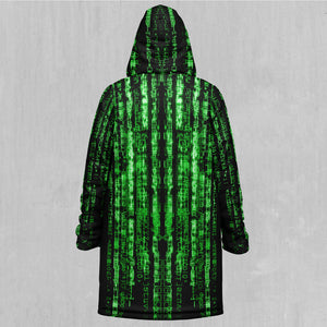 Digital Rain Zip Up Cloak (White Fur)