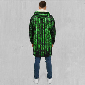 Digital Rain Zip Up Cloak (White Fur)