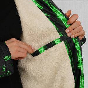 Digital Rain Zip Up Cloak (White Fur)