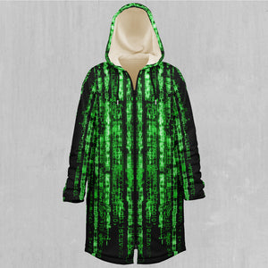 Digital Rain Zip Up Cloak (White Fur)