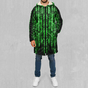 Digital Rain Zip Up Cloak (White Fur)