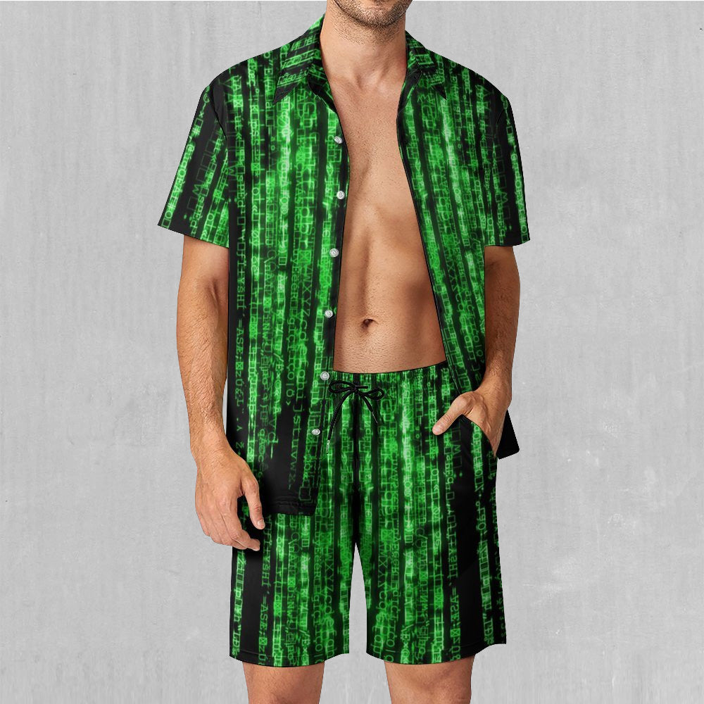 Digital Rain Men's Beach Set