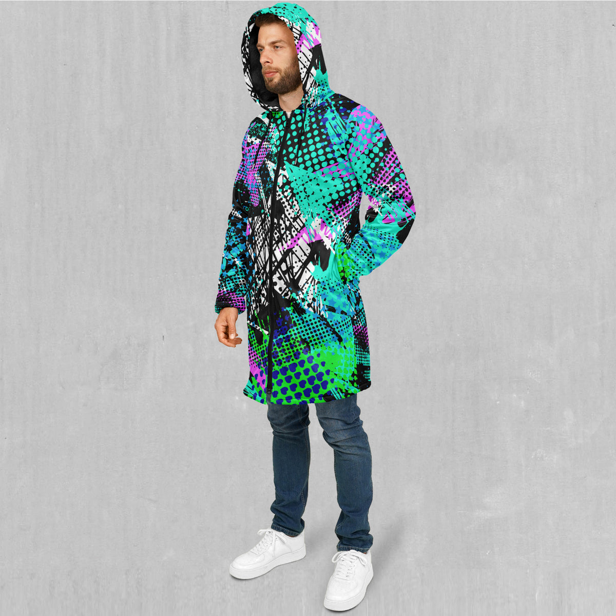 Electric Avenue Zip Up Cloak (Black Fur)