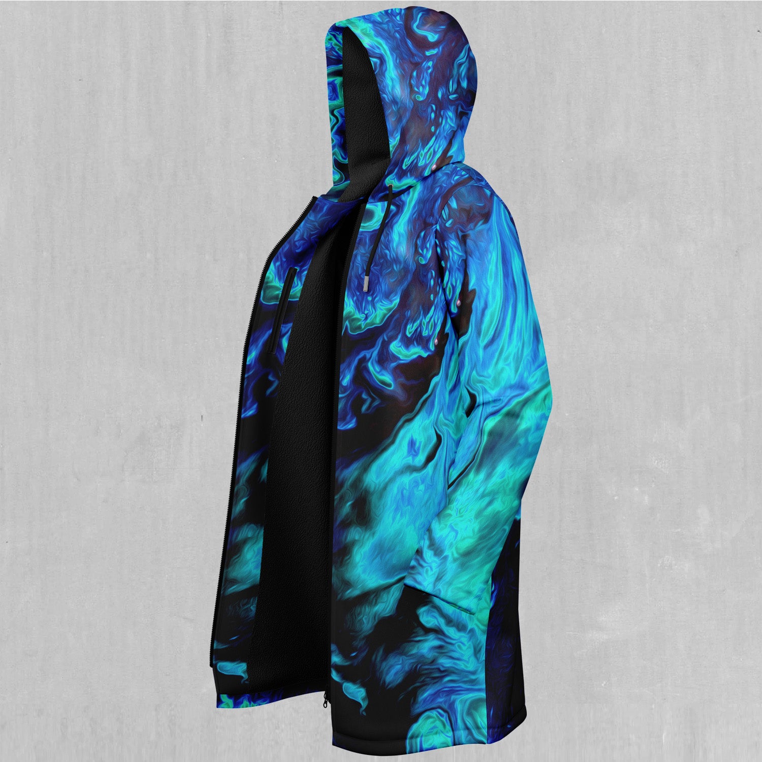 Enigma Sea Zip Up Cloak (Black Fur)