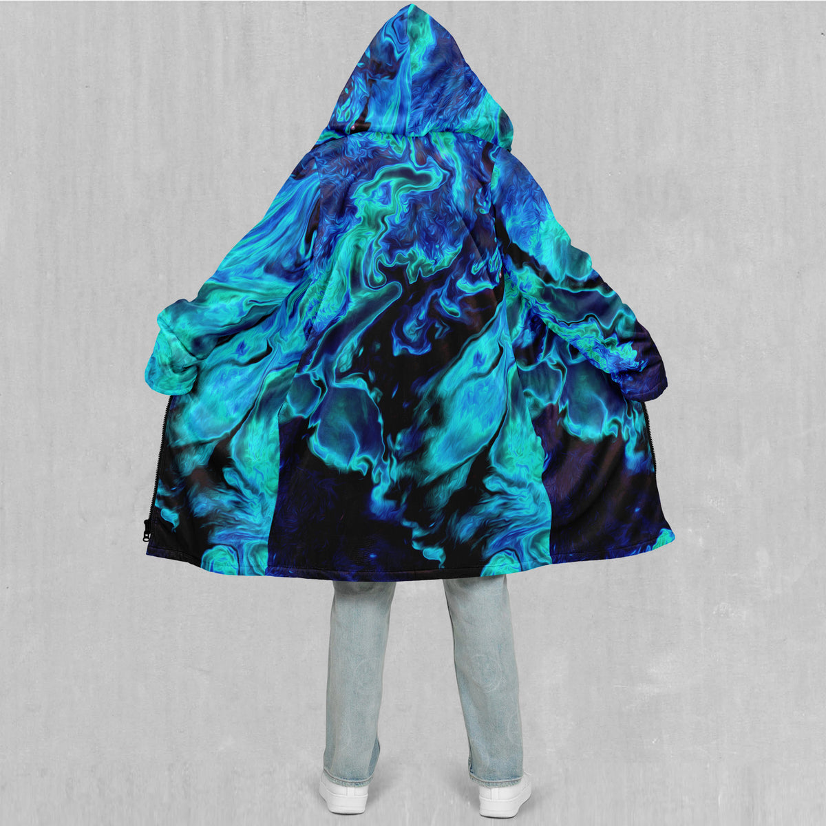 Enigma Sea Zip Up Cloak (Black Fur)