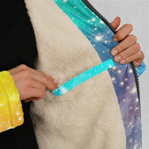 Fire and Ice Galaxy Zip Up Cloak (White Fur)