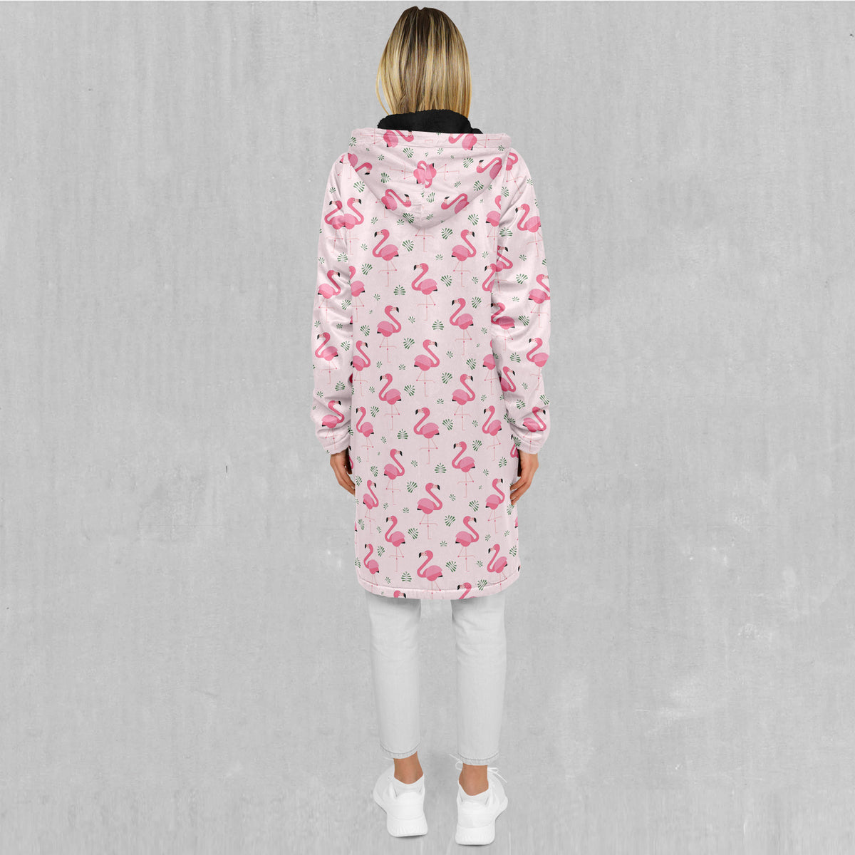 Flamingo Zip Up Cloak (Black Fur)