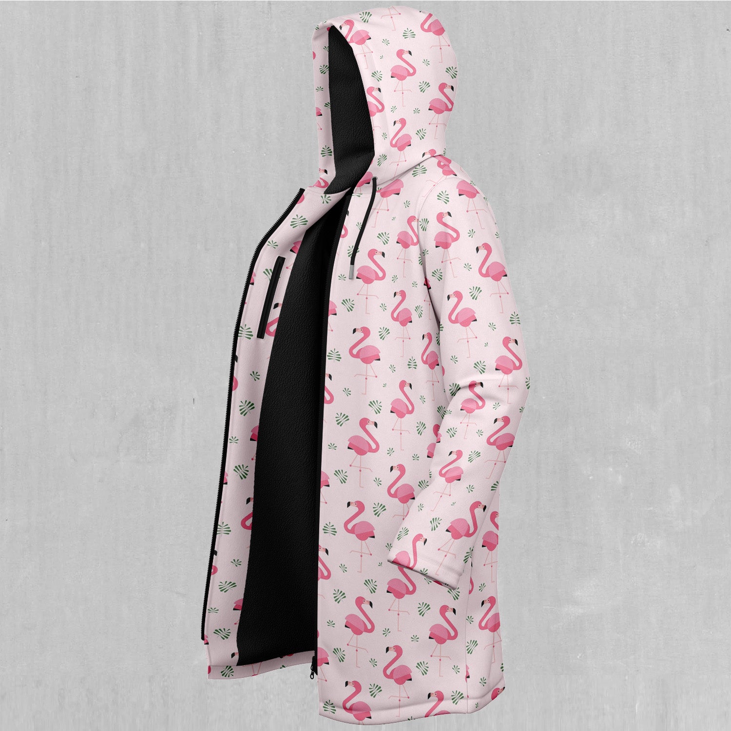 Flamingo Zip Up Cloak (Black Fur)