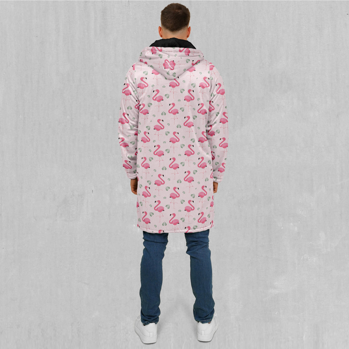 Flamingo Zip Up Cloak (Black Fur)