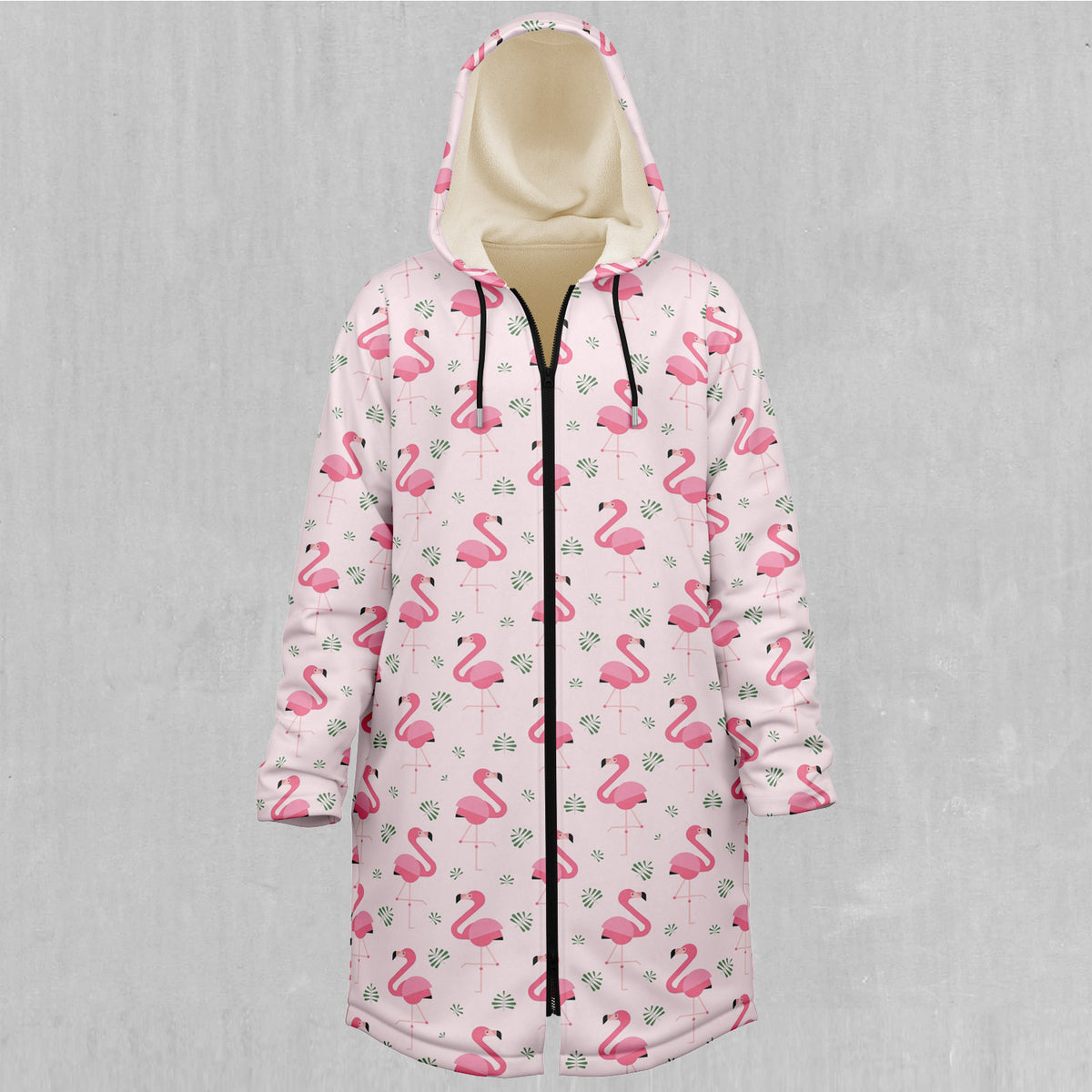 Flamingo Zip Up Cloak (White Fur)