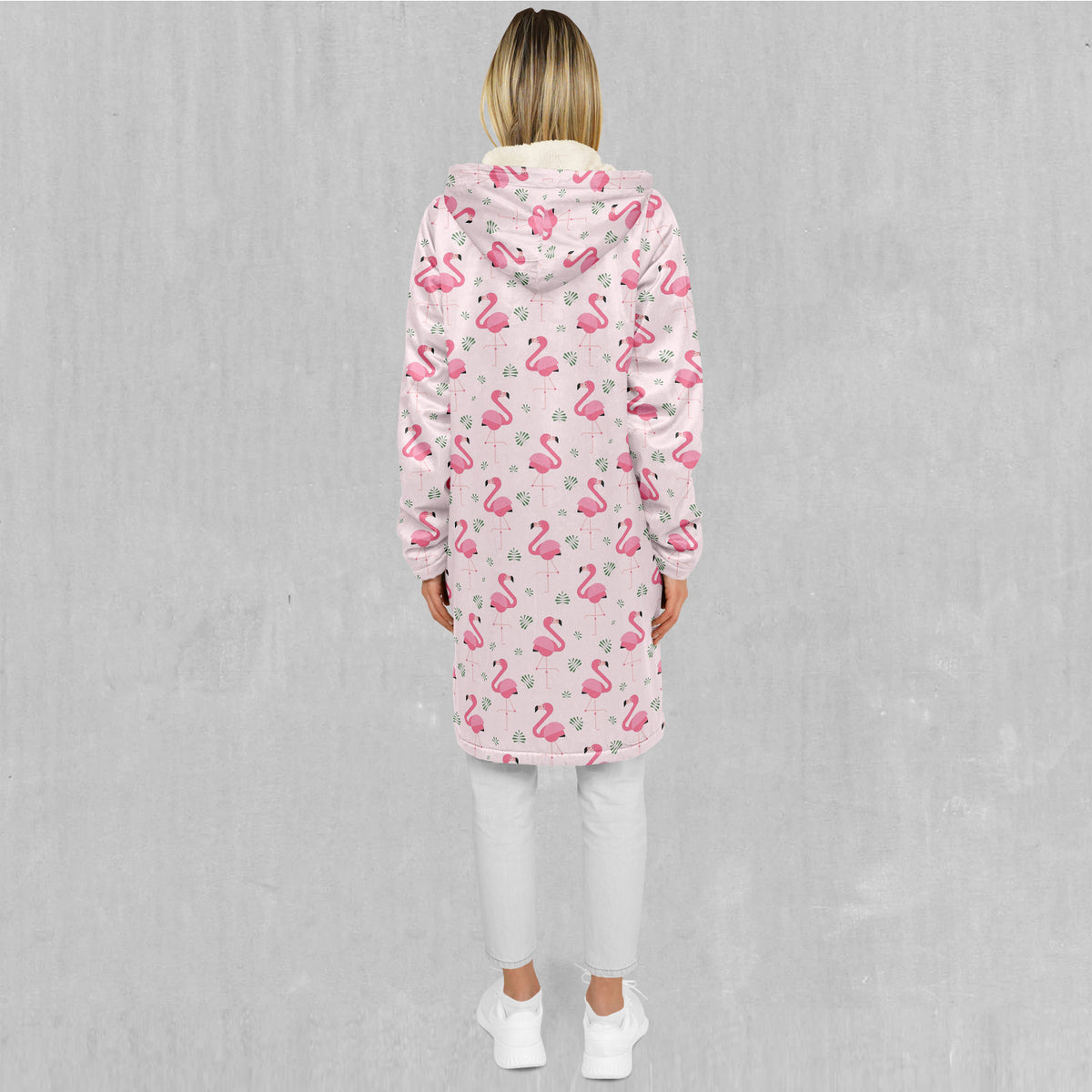 Flamingo Zip Up Cloak (White Fur)