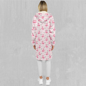 Flamingo Zip Up Cloak (White Fur)