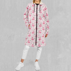 Flamingo Zip Up Cloak (White Fur)