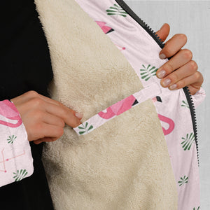 Flamingo Zip Up Cloak (White Fur)