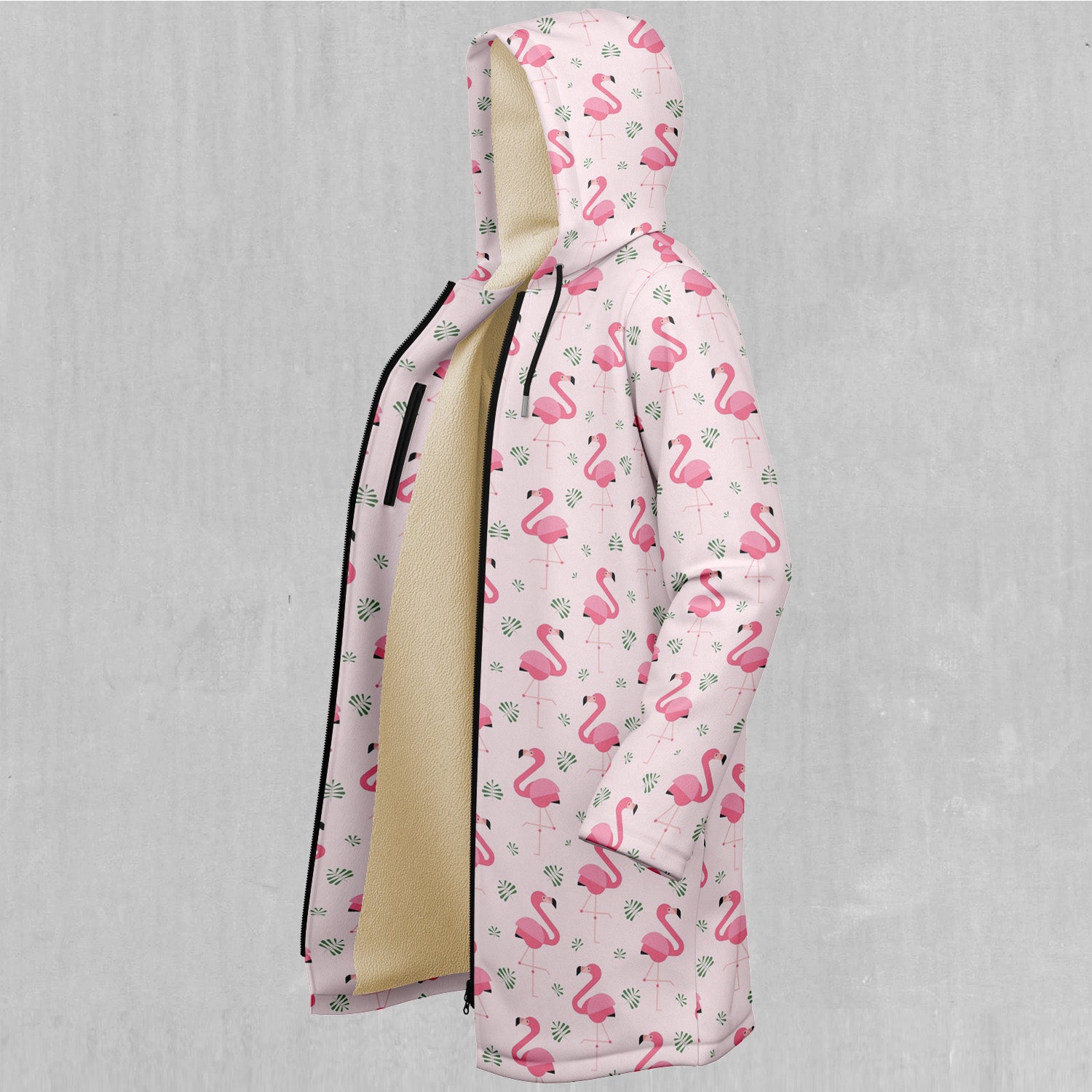 Flamingo Zip Up Cloak (White Fur)