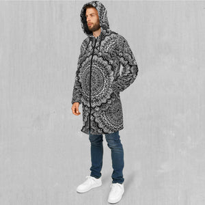 Floral Mandala Zip Up Cloak (Black Fur)