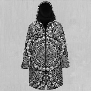 Floral Mandala Zip Up Cloak (Black Fur)