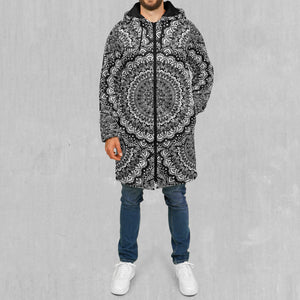 Floral Mandala Zip Up Cloak (Black Fur)