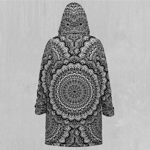 Floral Mandala Zip Up Cloak (Black Fur)