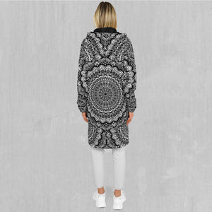 Floral Mandala Zip Up Cloak (Black Fur)