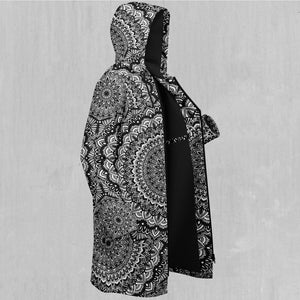 Floral Mandala Zip Up Cloak (Black Fur)