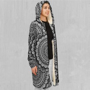 Floral Mandala Zip Up Cloak (White Fur)