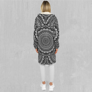 Floral Mandala Zip Up Cloak (White Fur)