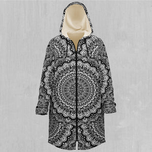 Floral Mandala Zip Up Cloak (White Fur)