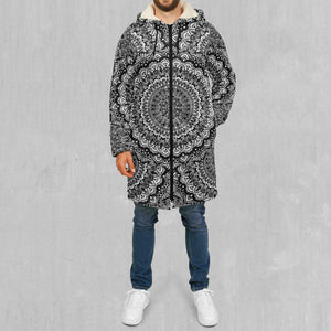 Floral Mandala Zip Up Cloak (White Fur)