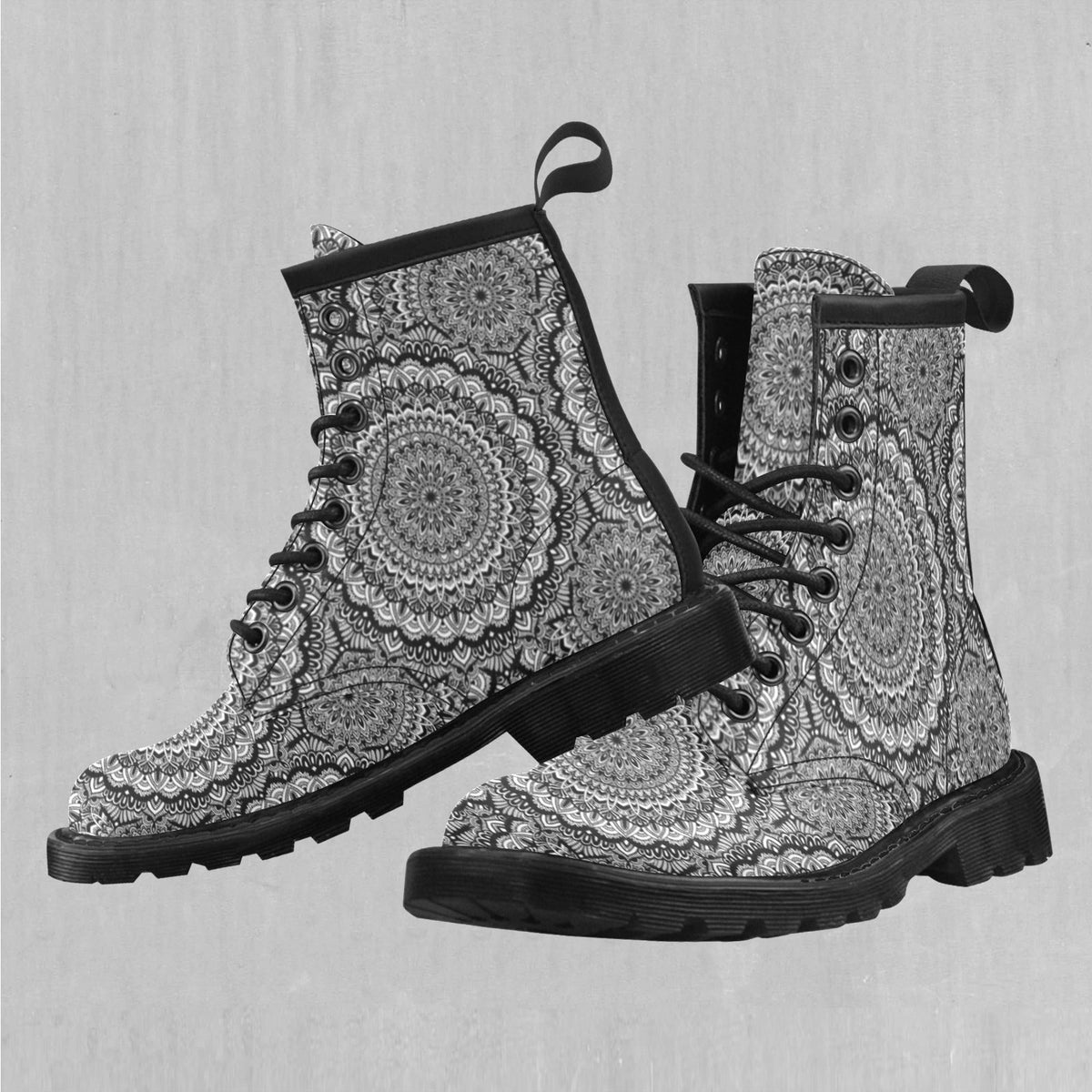 Floral Mandala Women's Lace Up Boots