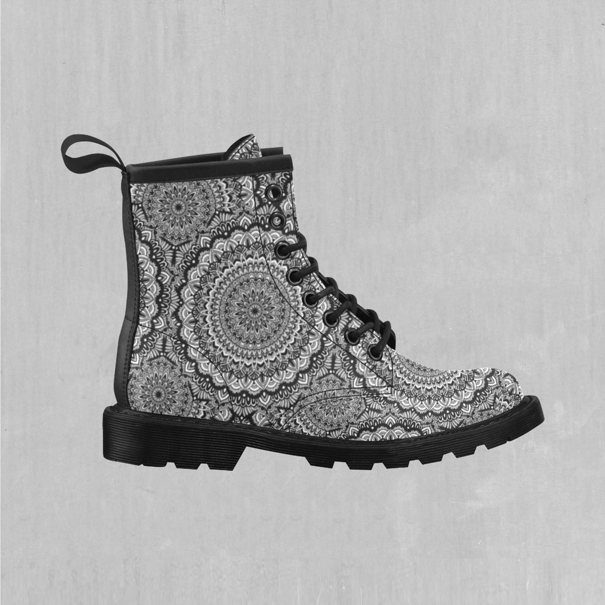 Floral Mandala Women's Lace Up Boots