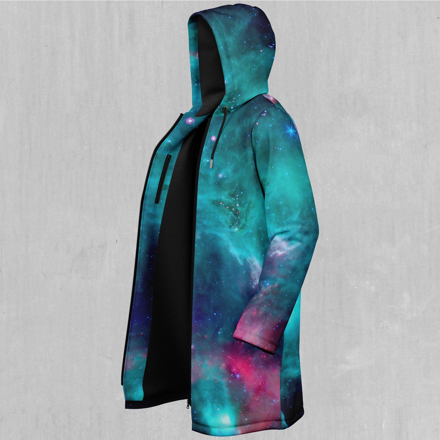 Galaxy Aurora Zip Up Cloak (Black Fur)