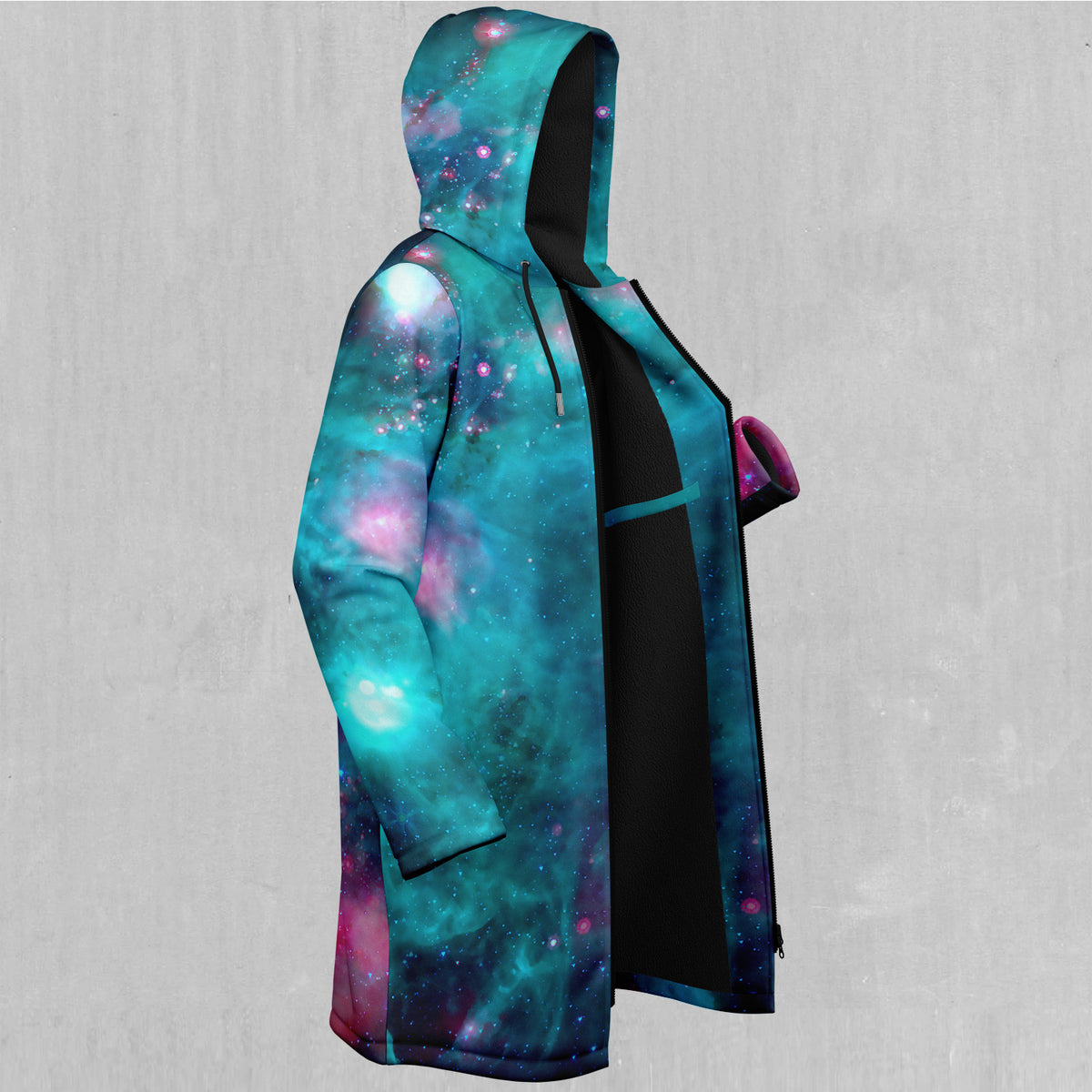 Galaxy Aurora Zip Up Cloak (Black Fur)