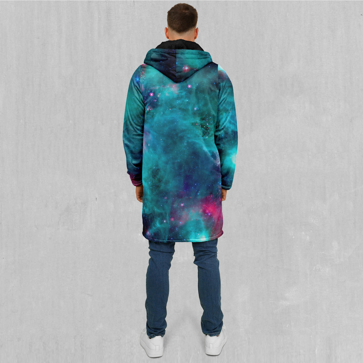 Galaxy Aurora Zip Up Cloak (Black Fur)
